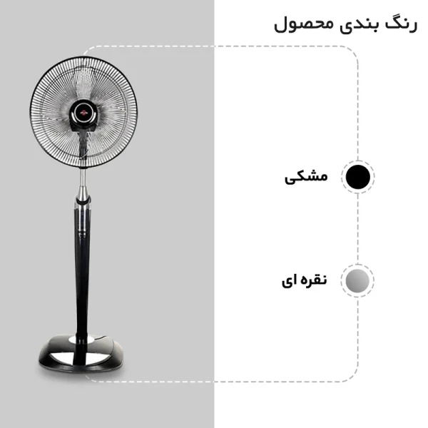 پنکه پایه بلند کنترل دار پارس خزر مدل شیبا SHIBA مشکی